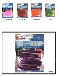 Captain 3523 Mad Bite Eart Worm 8cm Aromalı LRF Silikon Yem 10'lu Set