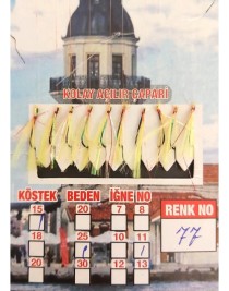 İstavrit Çaparisi UV-GLOW Simli 10 İğneli Kolay Açılan Çapari 0.25mm Beden x 0.15mm Köstek