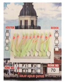 Çinekop Çaparisi UV-GLOW Simli 10 İğneli Kolay Açılan Çapari 0.25mm Beden x 0.35mm Köstek