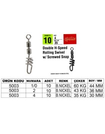 Captain 5003 Double H-Speed Screved Fırdöndü Black Nikel 10lu Paket