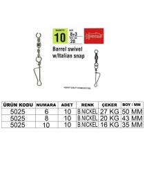 Captain 5025 İtalyan Klips 10'lu Paket Black Nikel