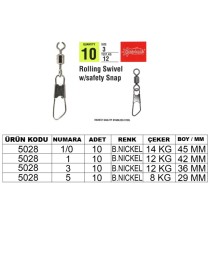 Captain 5028 Klips Safety 10'lu Paket Black Nikel