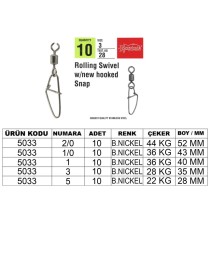 Captain 5033 New Hoked Klips 10'lu Paket Black Nikel