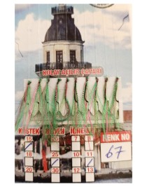 İstavrit Çaparisi UV-GLOW Simli 10 İğneli Kolay Açılan Çapari 0.25mm Beden x 0.15mm Köstek