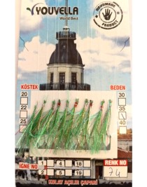 Çinekop Çaparisi UV-GLOW Simli 10 İğneli Kolay Açılan Çapari 0.25mm Beden x 0.35mm Köstek