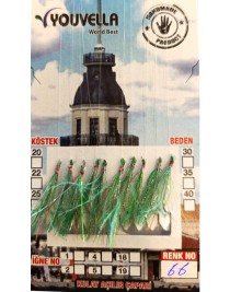 Çinekop Çaparisi UV-GLOW Simli 10 İğneli Kolay Açılan Çapari 0.25mm Beden x 0.35mm Köstek