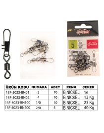 Captain 5023 Kilitli Klips İnox 10'lu Paket Black Nikel