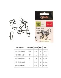 Captain 5016 Sahte Balık Klipsi Snap İnox 10'lu Paket Mat Black