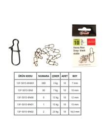 Captain 5015 Sahte Balık Klipsi Snap İnox 10'lu Paket Black Nikel