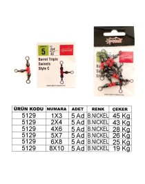 Captain 5129 Üçlü Boncuklu T Fırdöndü 5li Paket Black Nikel